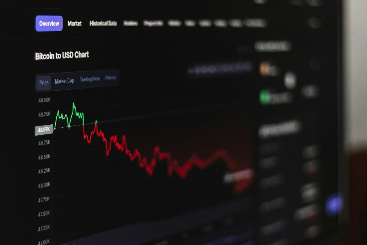 Pantalla de computadora con una gráfica de mercado, como la subida de precio de Bitcoin Cash